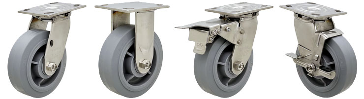 明顺4系列重型304不锈钢静音人造胶脚轮