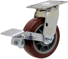 明顺4系列重型高科技聚氨酯万向带胎面刹车脚轮